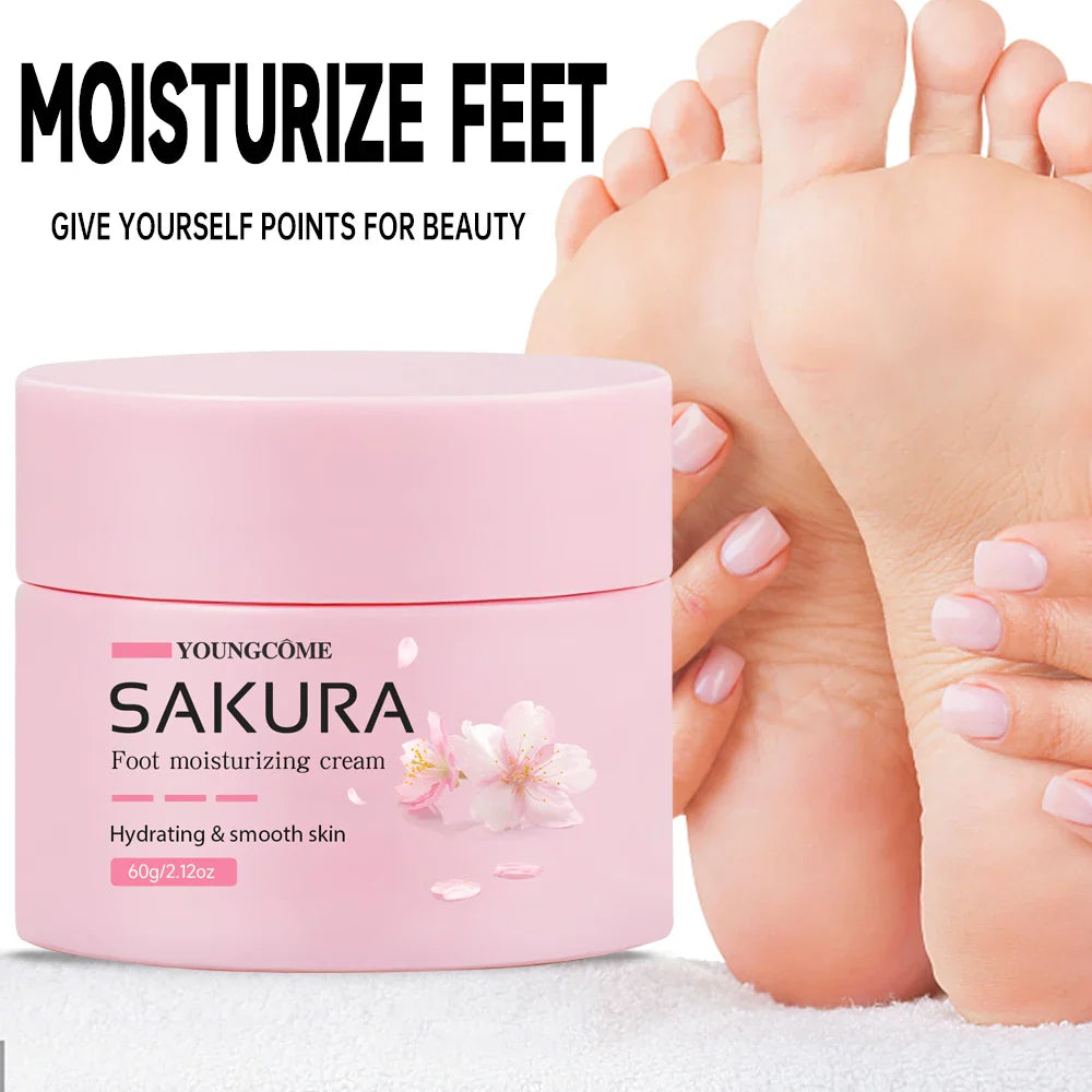 Sakura Foot Moisturizing Cream - Intensive Cracked Heel Repair, Urea 40% & Shea Butter, Overnight Renewal, For Dry Rough Feet