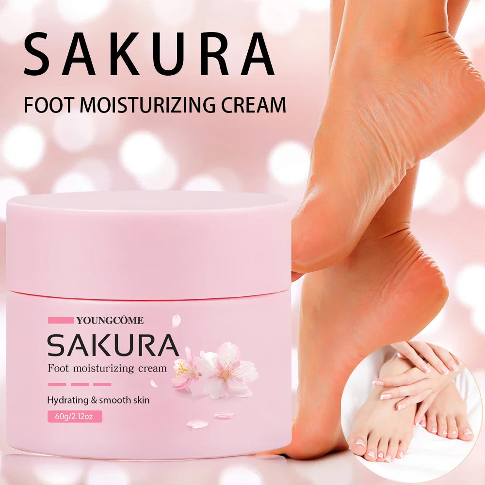 Sakura Foot Moisturizing Cream - Intensive Cracked Heel Repair, Urea 40% & Shea Butter, Overnight Renewal, For Dry Rough Feet