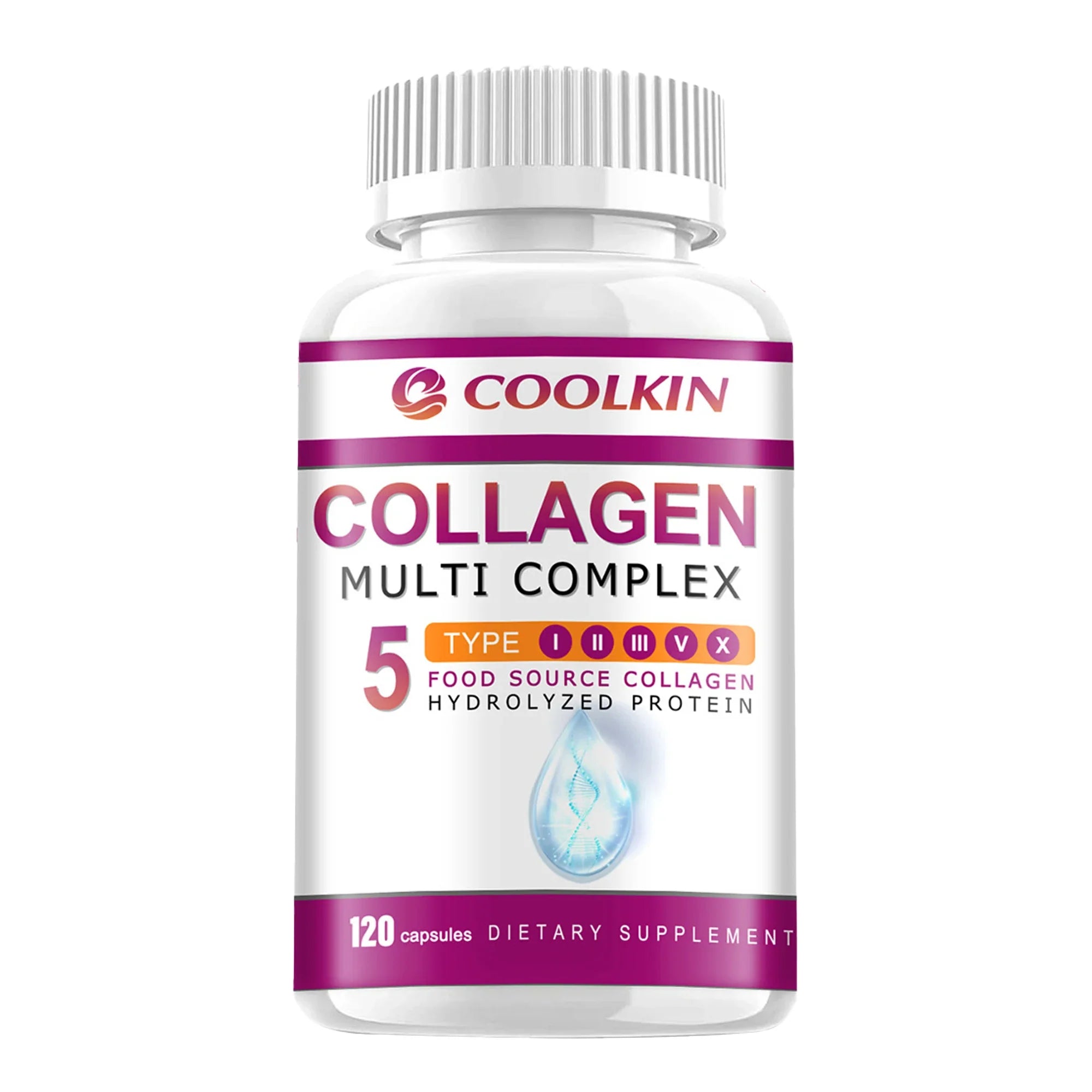 Collagen Complex - with Types I, II, III, V, X - for Healthy Hair, Bones, Cartilage, Skin & Nails - 120 Capsules