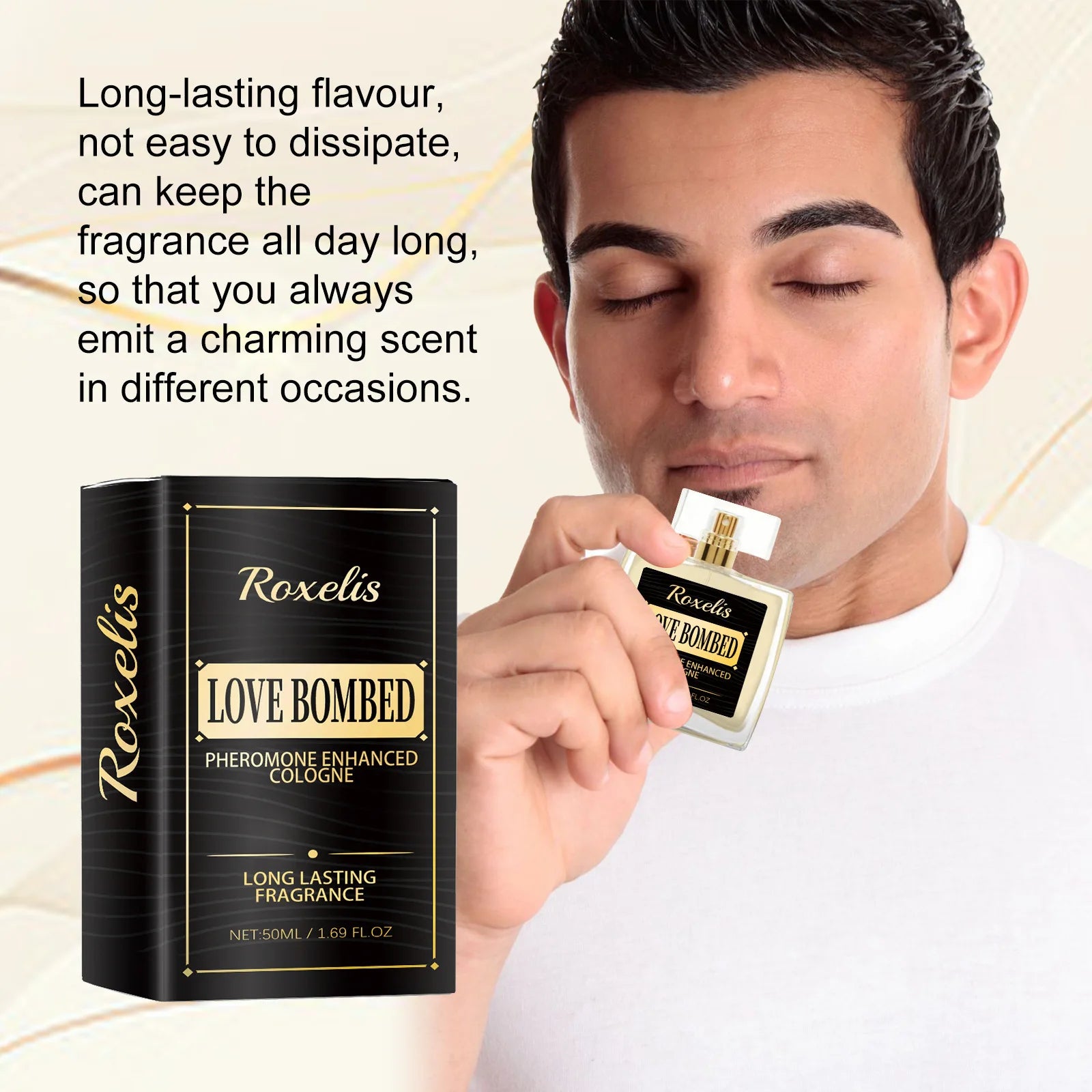Roxelis 50ml Long Lasting Pheromone Perfume Men Cologne Fragrance Deodorant Mist Glamour Flirting Scent Romantic Dating Perfume
