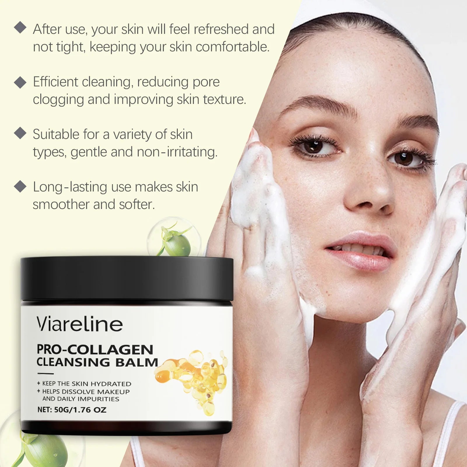 Collagen Face Makeup Remove Cream Gentle Cleaning Non-irritating Quick Dissolve Makeup Refreshing Oil Control Face Makeup Remove