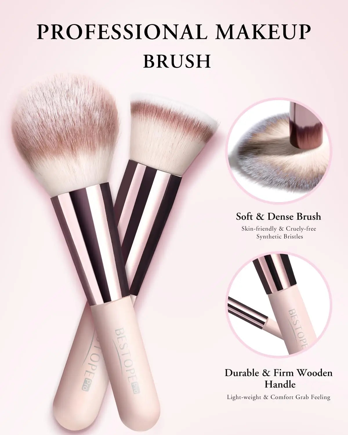BESTOPE PRO Makeup Brushes with Case, 20PCs Travel Makeup Brush Set, Foundation Concealer Blush Eyeshadow Brush Set Contour
