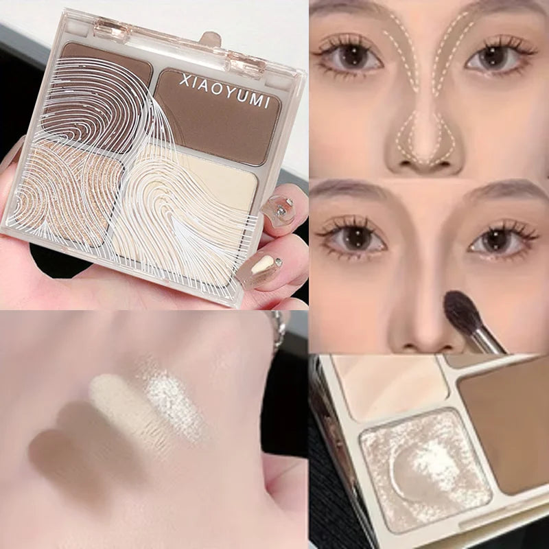 Natural Stereoscopic Face Powder Palette  Matte Bronzer  Contour Shading  Multifunctional Highlighter  Cosmetic Blush gift