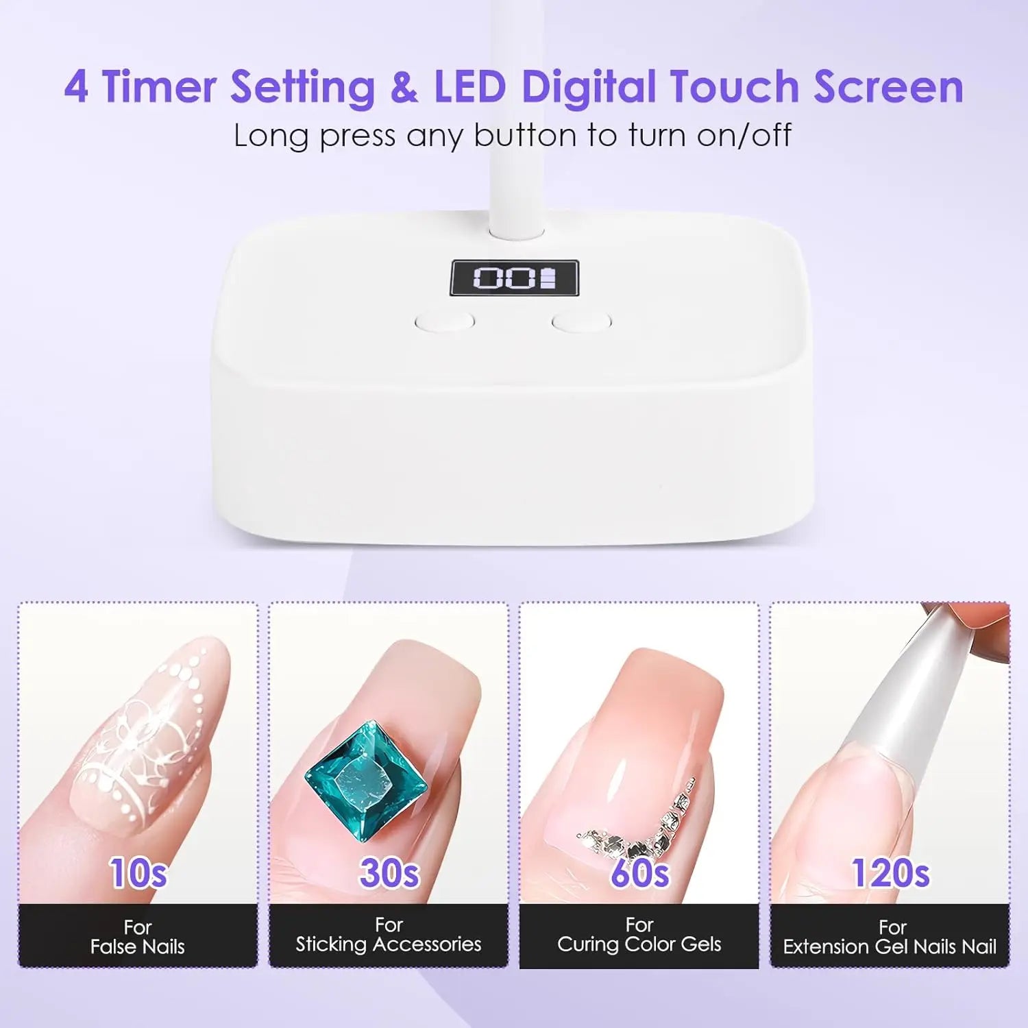 Wireless Nail Lamp LED UV Nail Dryer Rechargeable Auto Sensing Touch Control Fast Drying Nail Light 360° Bendable Table Lamp