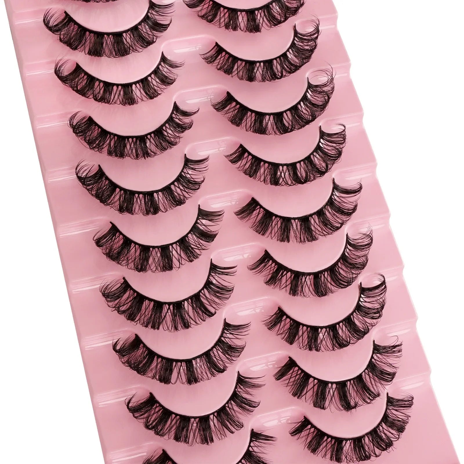 Fluffy False Eyelashes Eyelash Extensions, 10 Pairs Wispy Cat-Eye Look Faux Lashes, Natural Look Eyelash Extensions, Volumized F
