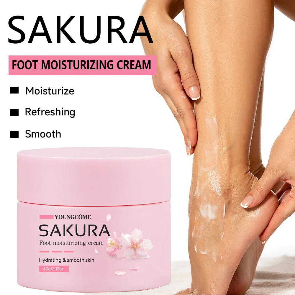 Sakura Foot Moisturizing Cream - Intensive Cracked Heel Repair, Urea 40% & Shea Butter, Overnight Renewal, For Dry Rough Feet
