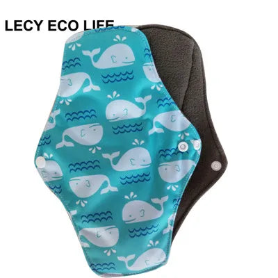 [LECY ECO LIFE]Reusable cloth menstrual pads bamboo charcoal fleece inner lady Flamingo printed waterproof Mummy pads for Women