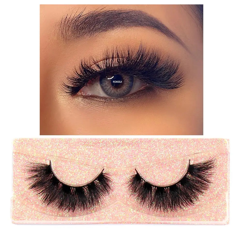 FOXESJI Makeup Eyelashes 3D Mink Eye Lashes Fluffy Soft Wispy Natural Lashes Extension Reusable Fake Lashes Mink False Eyelashes