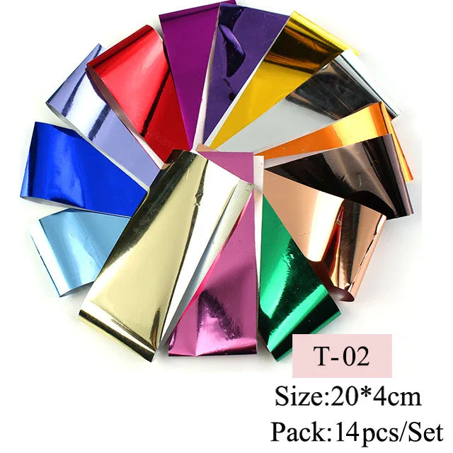 16pcs Transfer Nail Art Foils Holographic Sticker Mix Flower Sky Retro Decals Tips Starry Paper DIY Manicure Decorations