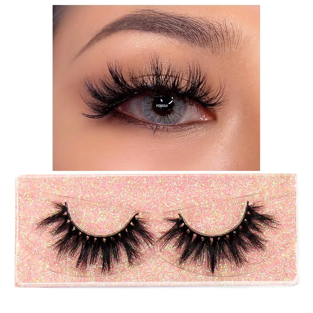 FOXESJI Makeup Eyelashes 3D Mink Eye Lashes Fluffy Soft Wispy Natural Lashes Extension Reusable Fake Lashes Mink False Eyelashes