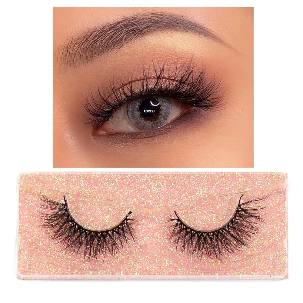 FOXESJI Makeup Eyelashes 3D Mink Eye Lashes Fluffy Soft Wispy Natural Lashes Extension Reusable Fake Lashes Mink False Eyelashes