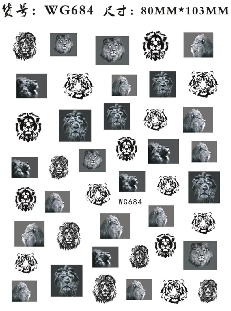 Nail Sticker Snake  Dragon Butterfly Black Multicolor Decals Nail Art Tattoo Slider Water Transfer Letter Nails Art Decoration
