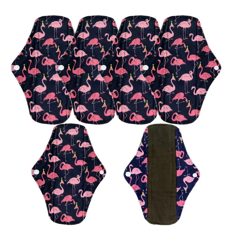 5pcs/Lot Reusable Sanitary Towels Washable Bamboo Charcoal Mama Cloth Menstrual Pads  for Regular Flow Feminine Hygiene Product