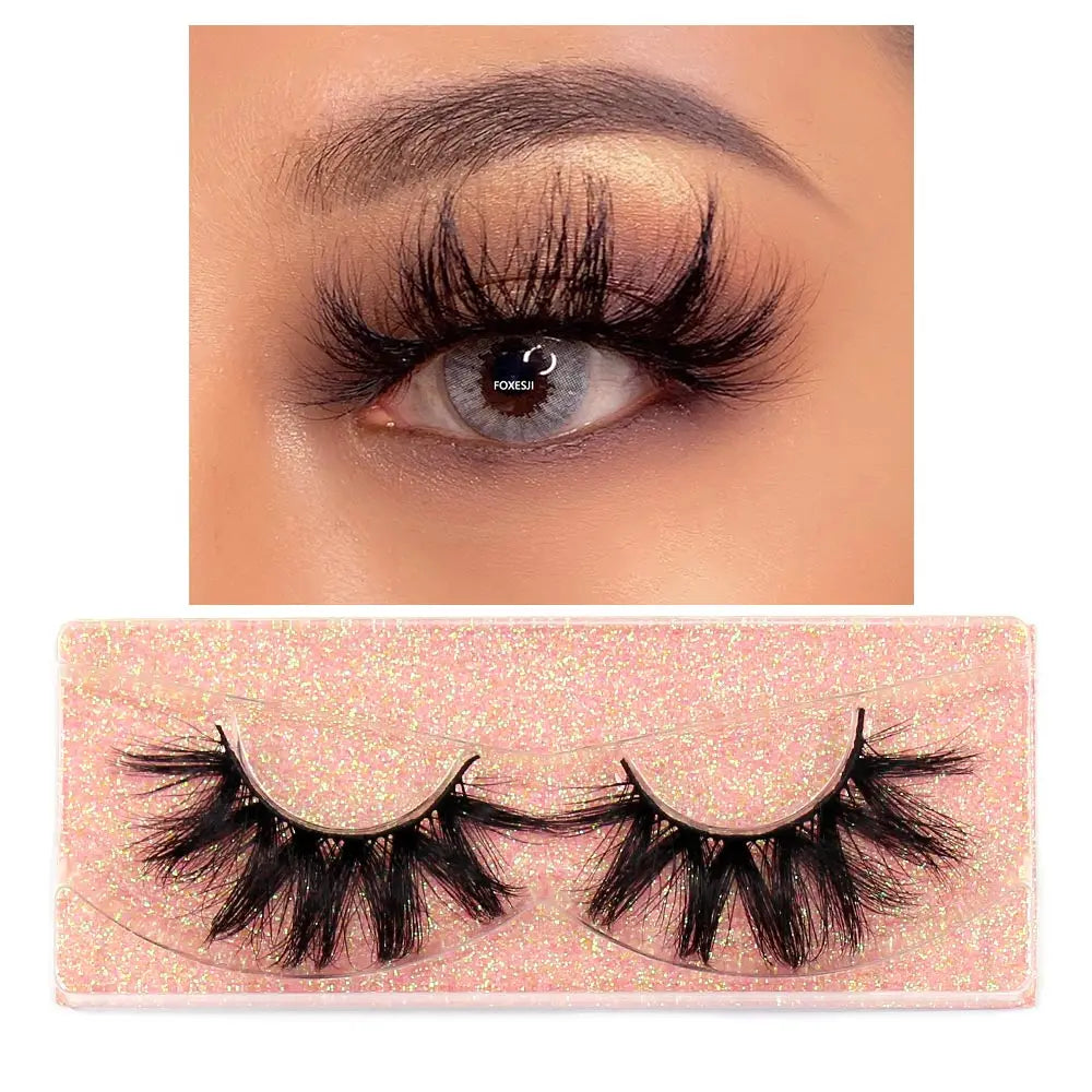 FOXESJI Makeup Eyelashes 3D Mink Eye Lashes Fluffy Soft Wispy Natural Lashes Extension Reusable Fake Lashes Mink False Eyelashes