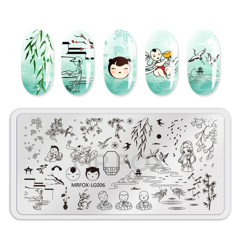 1PCS Blue Ocean Animal Nail Art Stamping Plates Fish Image Stencils for Nails Stamp Tools Manicure Template