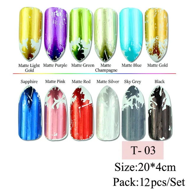 16pcs Transfer Nail Art Foils Holographic Sticker Mix Flower Sky Retro Decals Tips Starry Paper DIY Manicure Decorations