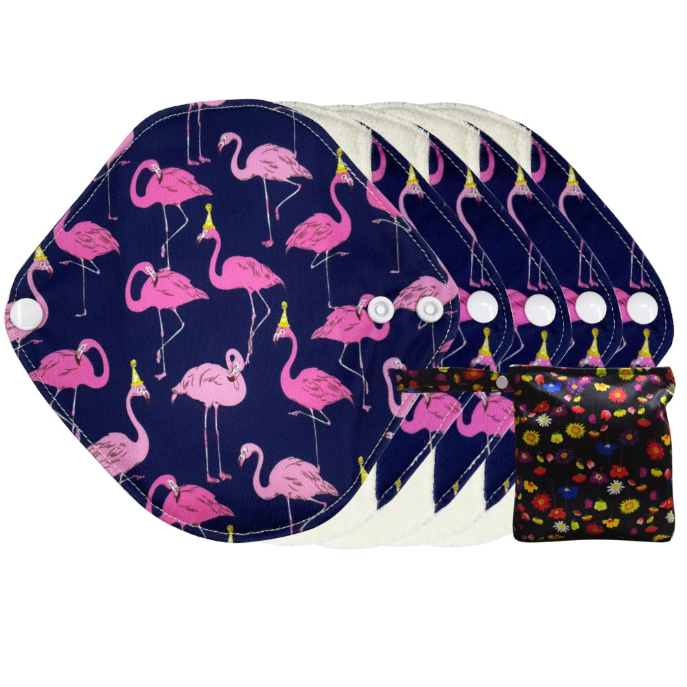 Reusable menstrual pads cloth sanitary towels breathable organic bamboo periods pantyliners with waterproof storage bag