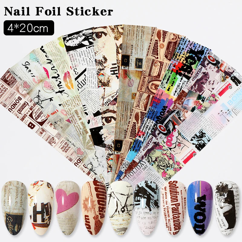 Blue Ink Marble Blooming Foil Nail Art Stickers Set With Flower Gilding Pattern Nail Transfer Decals Decorations Nail Accessorie