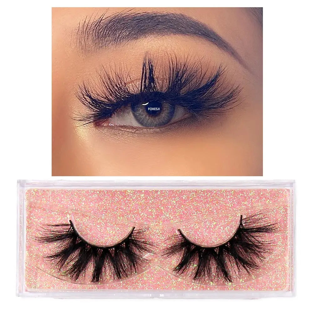 FOXESJI Makeup Eyelashes 3D Mink Eye Lashes Fluffy Soft Wispy Natural Lashes Extension Reusable Fake Lashes Mink False Eyelashes
