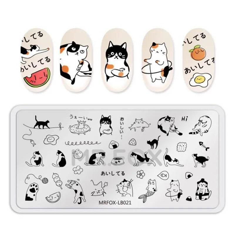 1PCS Blue Ocean Animal Nail Art Stamping Plates Fish Image Stencils for Nails Stamp Tools Manicure Template