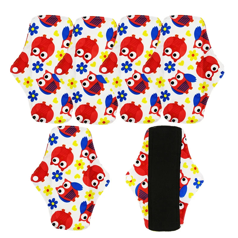 5pcs/Lot Reusable Sanitary Towels Washable Bamboo Charcoal Mama Cloth Menstrual Pads  for Regular Flow Feminine Hygiene Product