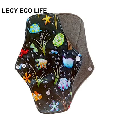 [LECY ECO LIFE]Reusable cloth menstrual pads bamboo charcoal fleece inner lady Flamingo printed waterproof Mummy pads for Women
