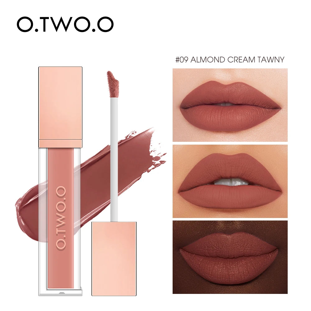 O.TWO.O Velvet Matte Liquid Lipstick 12 Colors Waterproof Long Lasting Non-Stick Cup Formula Makeup Lip Tint for Women