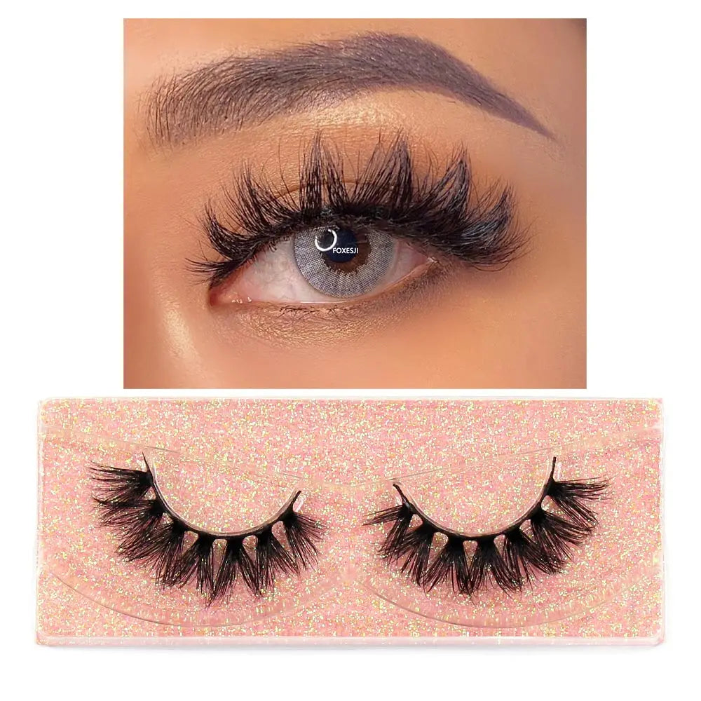 FOXESJI Makeup Eyelashes 3D Mink Eye Lashes Fluffy Soft Wispy Natural Lashes Extension Reusable Fake Lashes Mink False Eyelashes