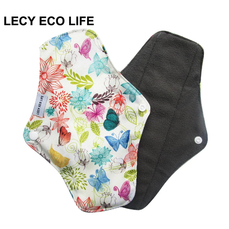 [LECY ECO LIFE]Reusable cloth menstrual pads bamboo charcoal fleece inner lady Flamingo printed waterproof Mummy pads for Women