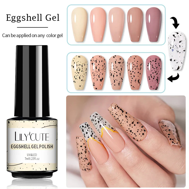 LILYCUTE 7ML Eggshell Gel Nail Polish White Black Material Semi Permanent Autumn Varnish With Any Color Gel Soak Off UV Manicure
