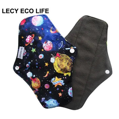 [LECY ECO LIFE]Reusable cloth menstrual pads bamboo charcoal fleece inner lady Flamingo printed waterproof Mummy pads for Women