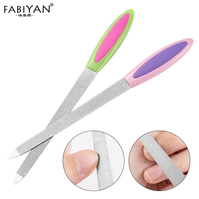 Nail Art File Buffer Double Sides Metal Grinding Rod Scrub Manicure Pedicure Tools Stainless Steel Remover Polish Gel UV Acrylic