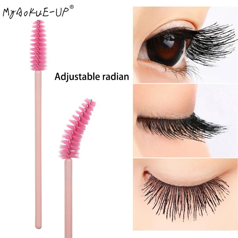 50pcs Disposable Nylon Mascara Wand Applicator Eyelash Brushes For Eyelash Extension women Makeup Brush Tools