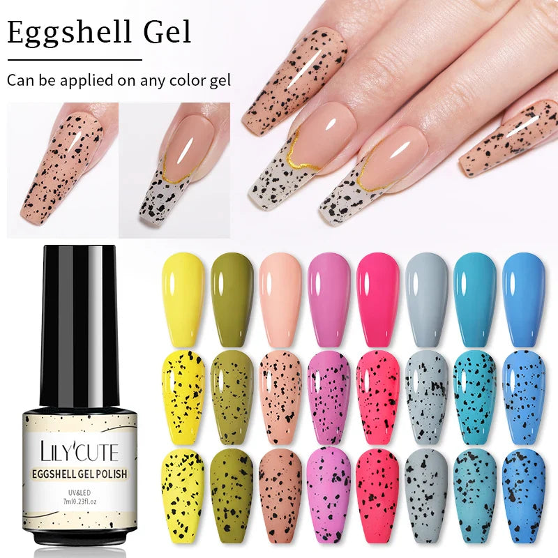 LILYCUTE 7ML Eggshell Gel Nail Polish White Black Material Semi Permanent Autumn Varnish With Any Color Gel Soak Off UV Manicure