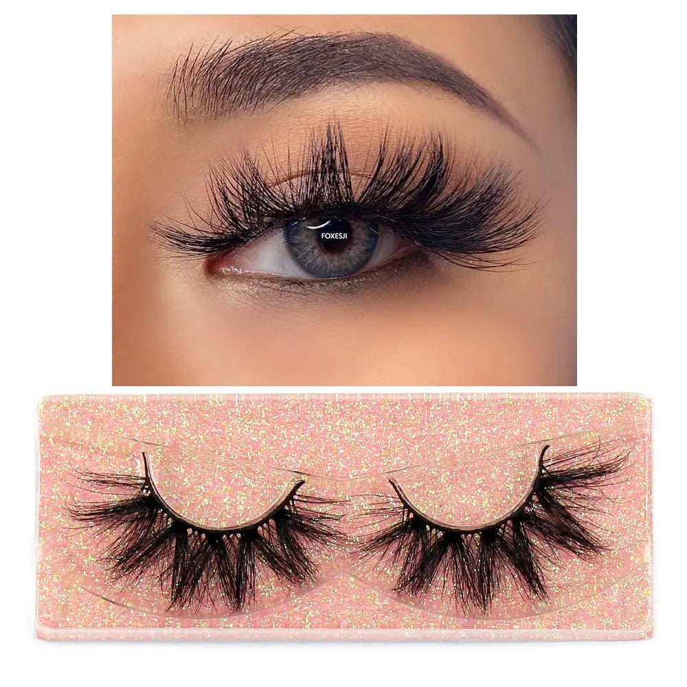FOXESJI Makeup Eyelashes 3D Mink Eye Lashes Fluffy Soft Wispy Natural Lashes Extension Reusable Fake Lashes Mink False Eyelashes
