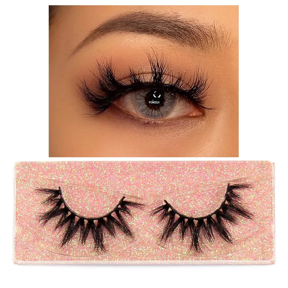 FOXESJI Makeup Eyelashes 3D Mink Eye Lashes Fluffy Soft Wispy Natural Lashes Extension Reusable Fake Lashes Mink False Eyelashes