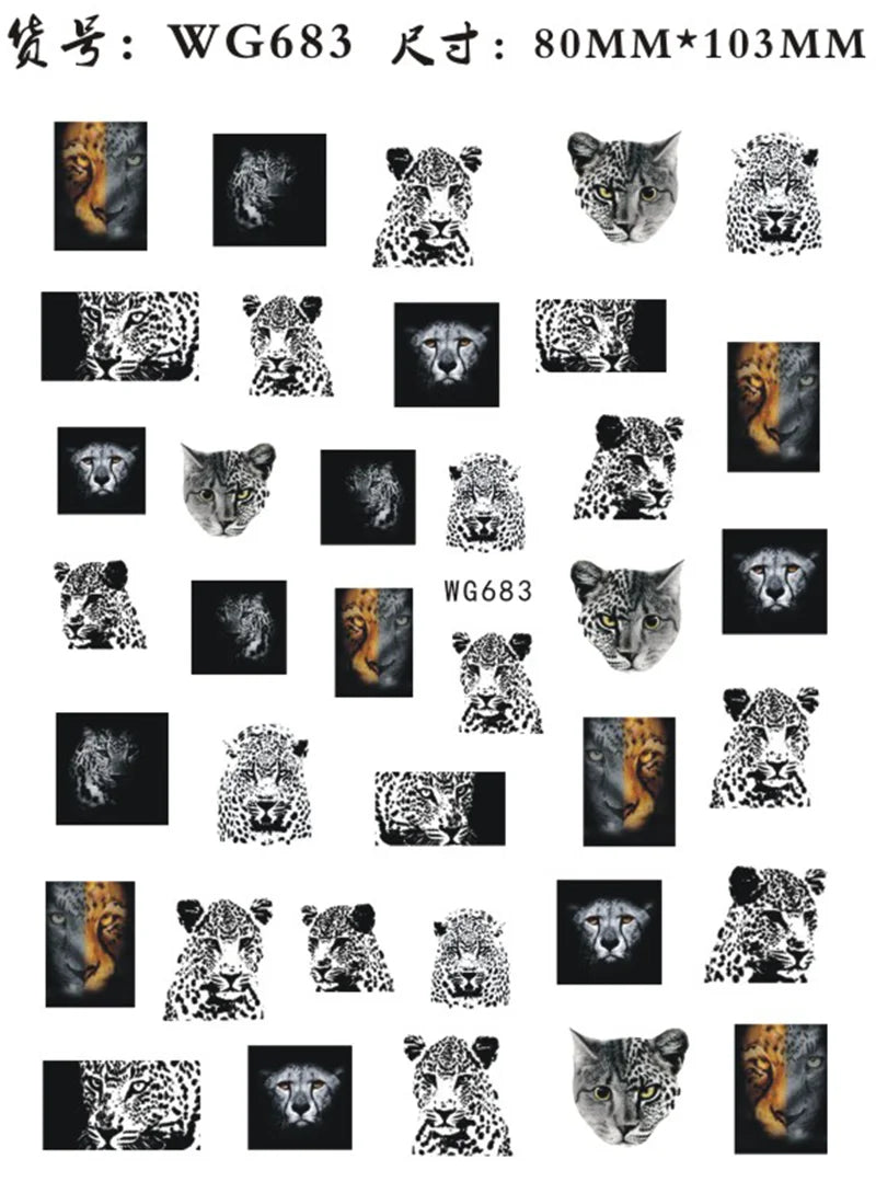 Nail Sticker Snake  Dragon Butterfly Black Multicolor Decals Nail Art Tattoo Slider Water Transfer Letter Nails Art Decoration