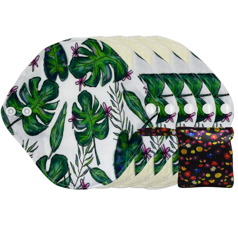 Reusable menstrual pads cloth sanitary towels breathable organic bamboo periods pantyliners with waterproof storage bag