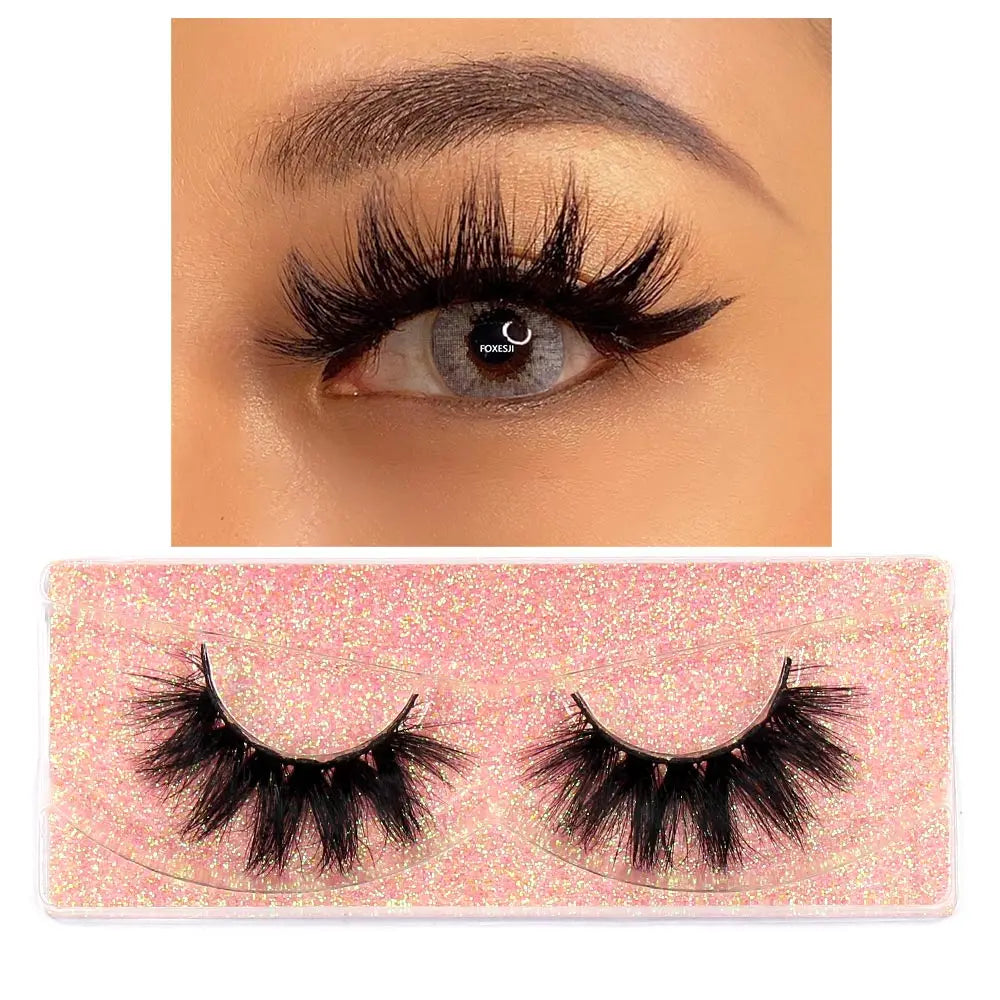 FOXESJI Makeup Eyelashes 3D Mink Eye Lashes Fluffy Soft Wispy Natural Lashes Extension Reusable Fake Lashes Mink False Eyelashes
