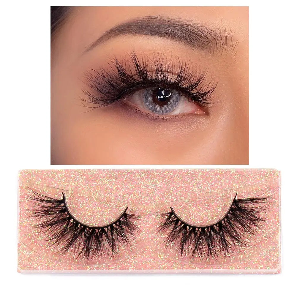 FOXESJI Makeup Eyelashes 3D Mink Eye Lashes Fluffy Soft Wispy Natural Lashes Extension Reusable Fake Lashes Mink False Eyelashes