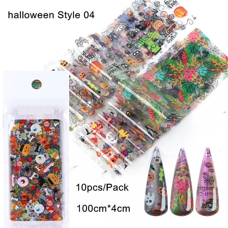 10Pcs 4*100cm Paisley Colorful Nail Foils Bohemia Nail Art Transfer Sticker Decal Mandala Slider Decals DIY Nail Tips Decoration