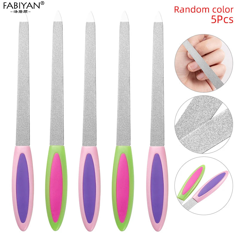 Nail Art File Buffer Double Sides Metal Grinding Rod Scrub Manicure Pedicure Tools Stainless Steel Remover Polish Gel UV Acrylic