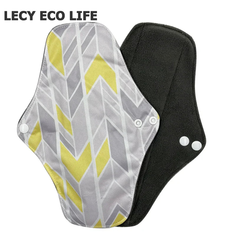 [LECY ECO LIFE]Reusable cloth menstrual pads bamboo charcoal fleece inner lady Flamingo printed waterproof Mummy pads for Women
