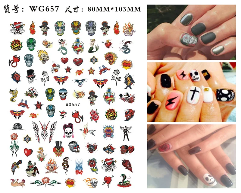 Nail Sticker Snake  Dragon Butterfly Black Multicolor Decals Nail Art Tattoo Slider Water Transfer Letter Nails Art Decoration