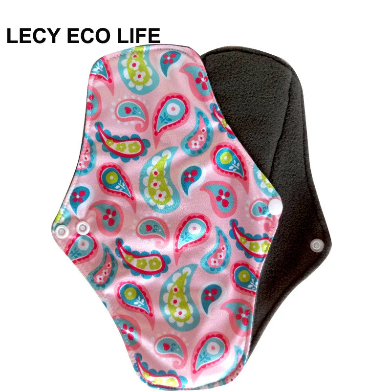 [LECY ECO LIFE]Reusable cloth menstrual pads bamboo charcoal fleece inner lady Flamingo printed waterproof Mummy pads for Women