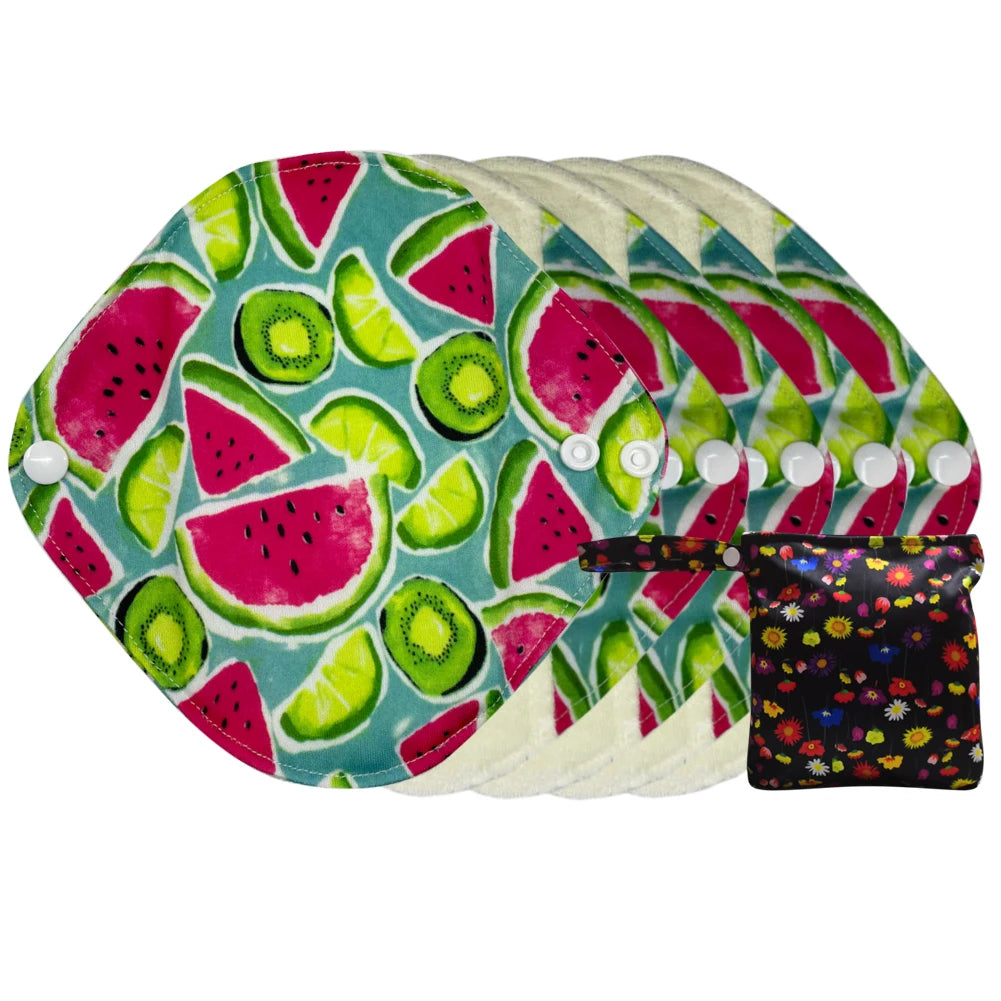 Reusable menstrual pads cloth sanitary towels breathable organic bamboo periods pantyliners with waterproof storage bag