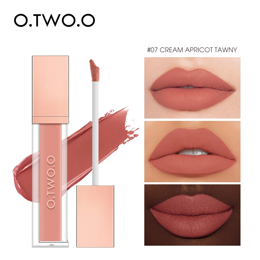 O.TWO.O Velvet Matte Liquid Lipstick 12 Colors Waterproof Long Lasting Non-Stick Cup Formula Makeup Lip Tint for Women