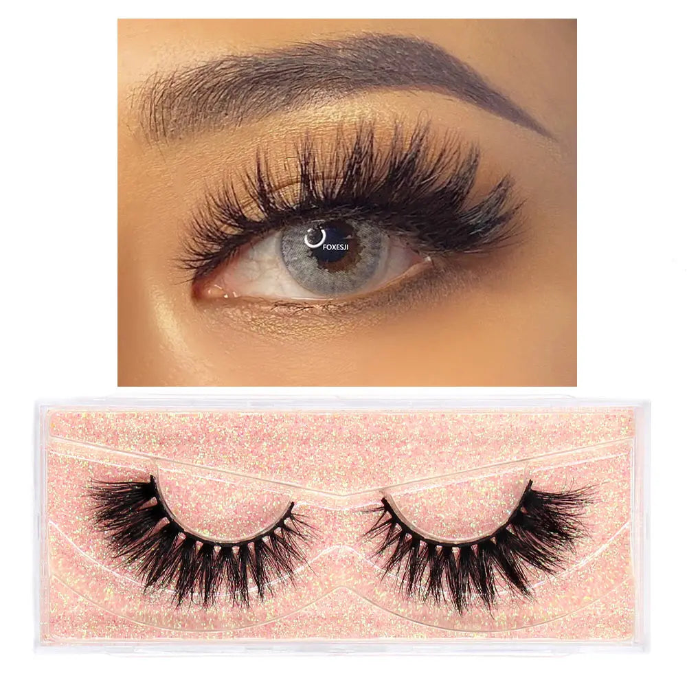 FOXESJI Makeup Eyelashes 3D Mink Eye Lashes Fluffy Soft Wispy Natural Lashes Extension Reusable Fake Lashes Mink False Eyelashes