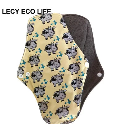 [LECY ECO LIFE]Reusable cloth menstrual pads bamboo charcoal fleece inner lady Flamingo printed waterproof Mummy pads for Women