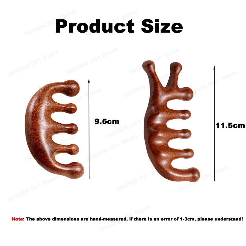 2025 New Natural Sandalwood Head Massage Five Teeth Comb Whale Comb Scalp Scraping Massager Body Massage Tools Neck Massager
